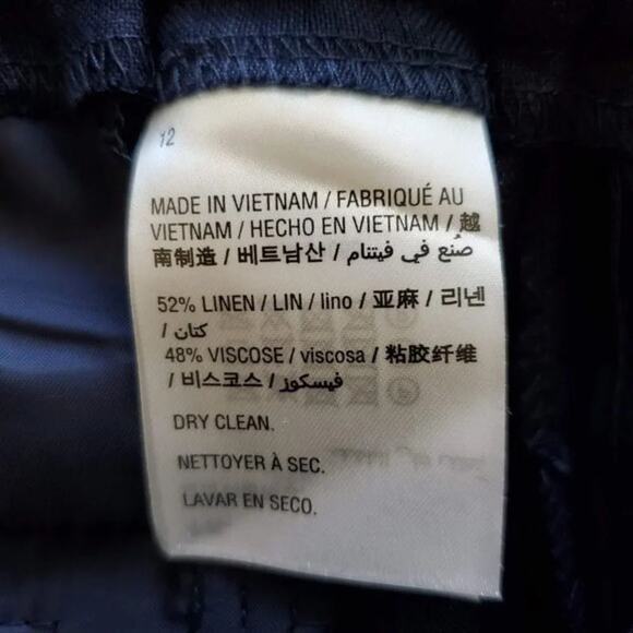 Bar III Linen Cropped Wide Leg Pants Navy Blue Women Size 12 Pull On NEW - Picture 8 of 9